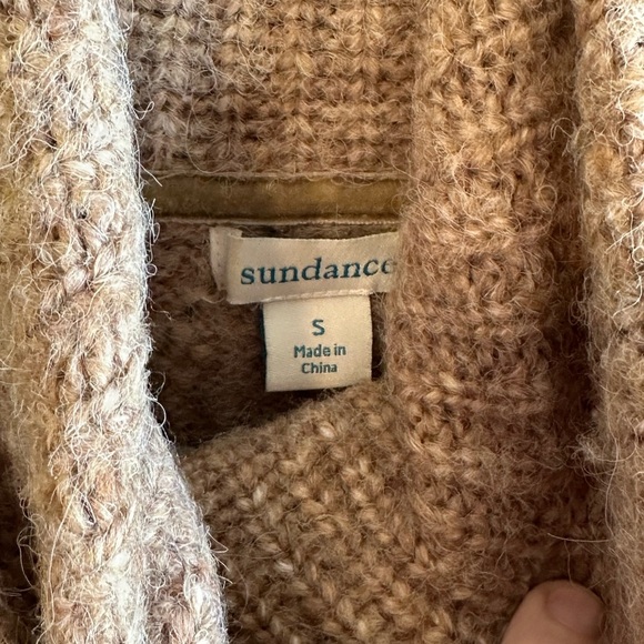 Sundance Taupe Cowl Turtle Neck Loose Weave Wool Blend Tunic Sweater Dress Sz S - Picture 4 of 10